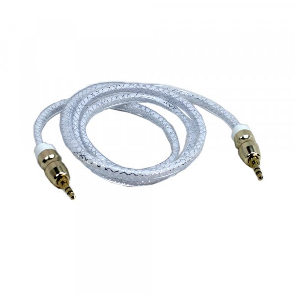 Wholesale Auxiliary Music Cable 3.5mm to 3.5mm Heavy Duty Braided Wire (Silver)